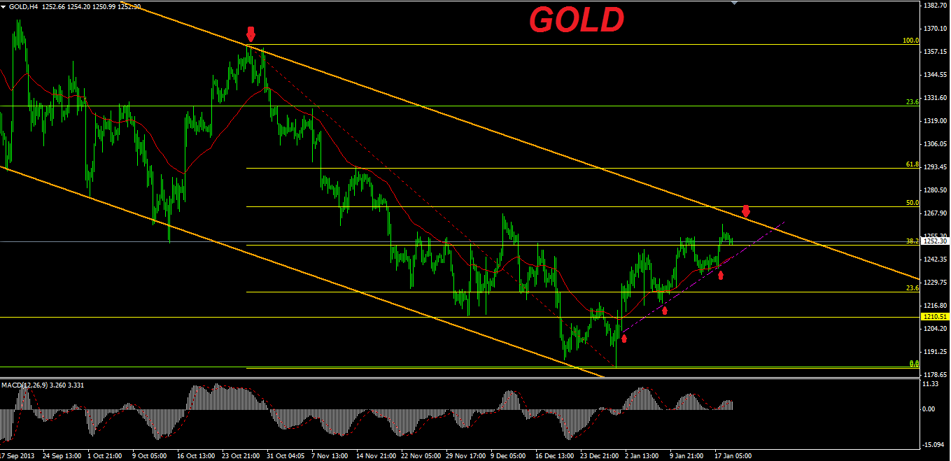 التحليل الفني للذهب 21-1-2014