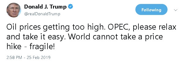 النفط يفقد من مكاسبه يوم أمس ما يزيد عن 3% بعد انتقاد “ترامب” منظمة أوبك في تغريدته على تويتر