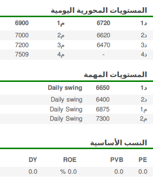 المستويات المحورية اليومية - مؤشر السوق السعودي